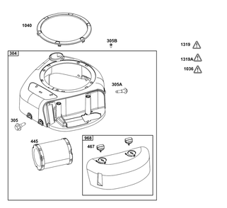Blower Housing Group Diagram and Parts List for 21R507-0014-H5  Briggs and Stratton Engine